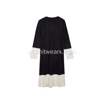 Vestido feminino de malha Loungewear Homewear Color Block